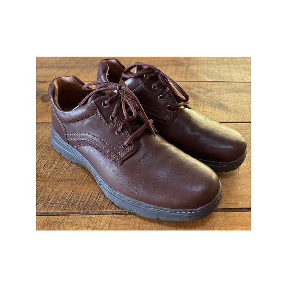 Mens Clarks Un Brawley Lace Oxford Shoes Brown Mahogany Leather 12M - Picture 1 of 13